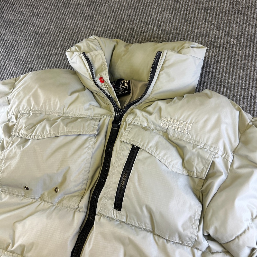 Southpole Puffer Jacket Boys M 12–14 Gray Nylon Water Repellent Zip Pockets